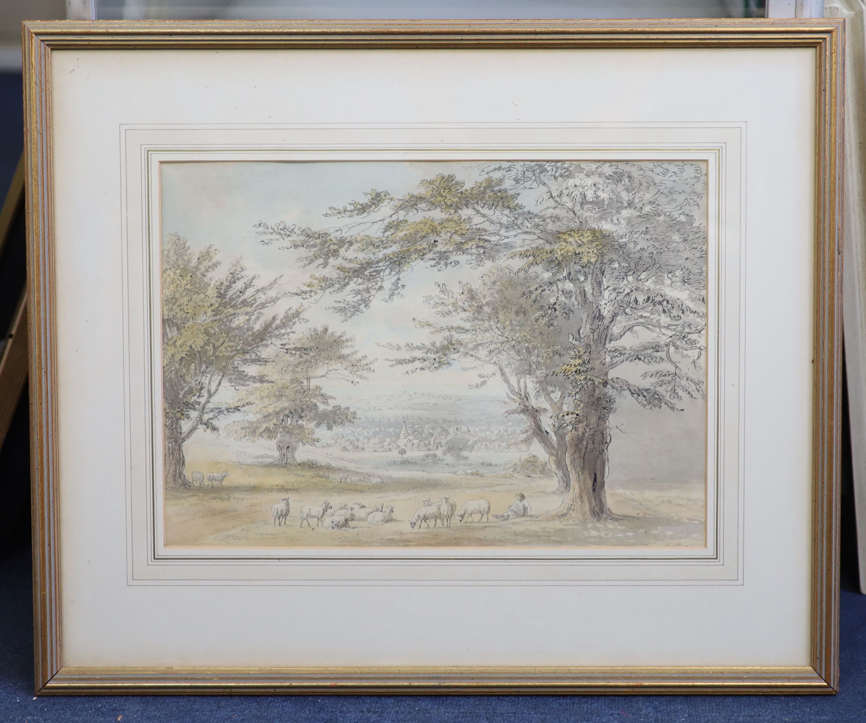 Anthony Devis (1729-1816), Bagshot Heath, Surrey, ink and watercolour, 30.5 x 43cm